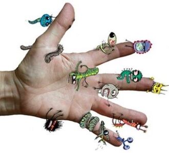 microbes and parasites on human hands